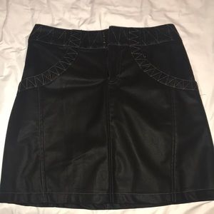 Black faux leather mini skirt